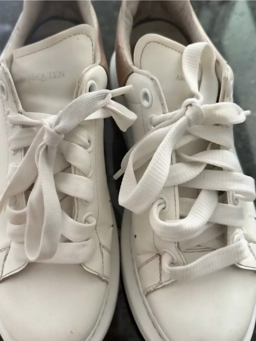 Alexander McQueen Size 39.5 (9.5) Oversized White And Rose Gold Sneakers - Picture 7 of 10